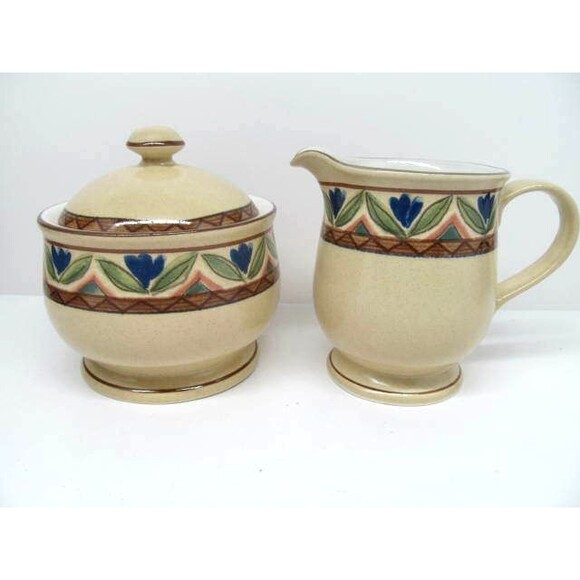 Mikasa Potters Touch Sausalito Creamer & Covered Sugar Bowl - Picture 1 of 12